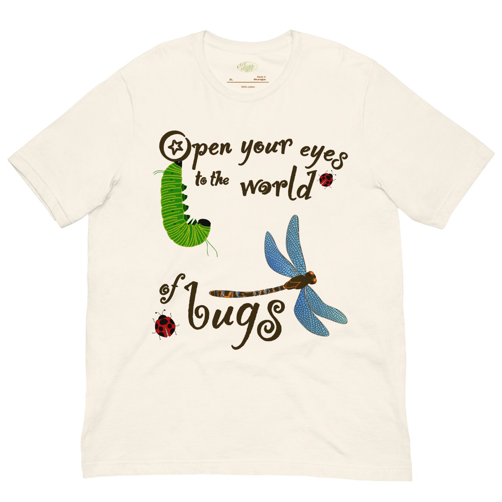 ‘Open your eyes to the world of bugs’ T-shirt - Image 3